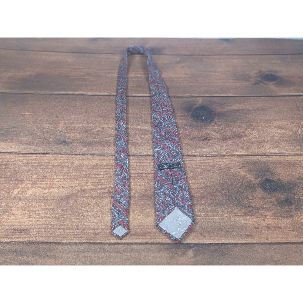 Christian Dior Silk Necktie Paisley Pattern Made in USA Fabric Woven‎ Italy - Picture 3 of 5